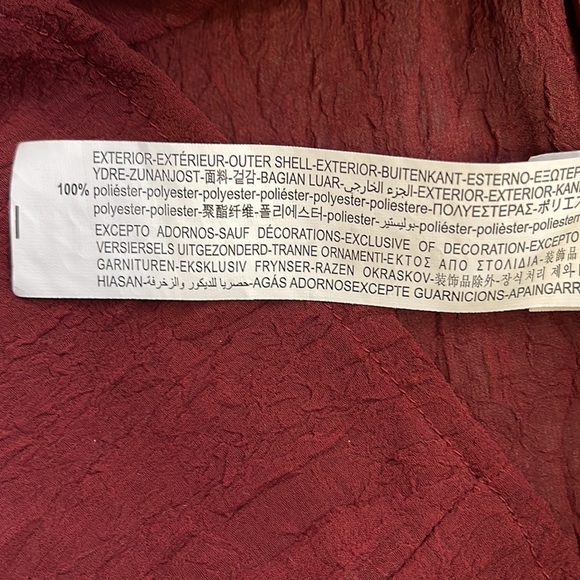 Zara VintageStyle Burgundy and black Longsleeved top size Small - Picture 11 of 12